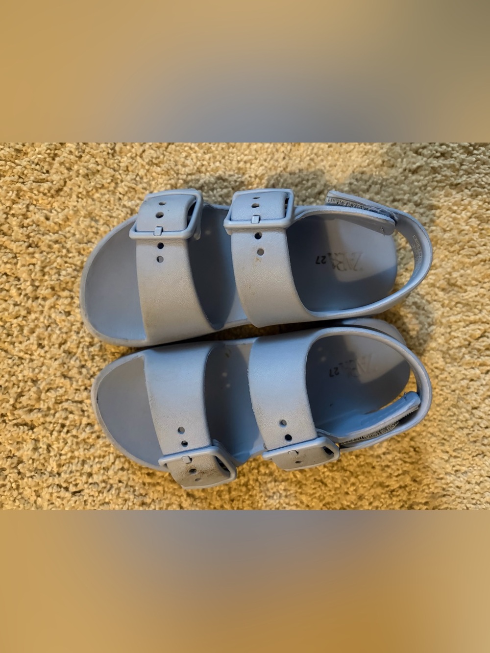 Zara Light Blue Double-Buckle Kids Sandals
